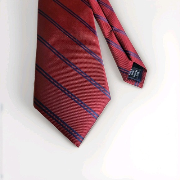 Polo Ralph Lauren Other - Polo Association 100% Repp Silk Necktie Red Navy Diagonal Striped EUC 58" Long
